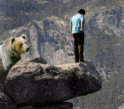 Man-Stalked-By-Bear-Deciding-Whether-to-Jump-Off-Cliff-67397